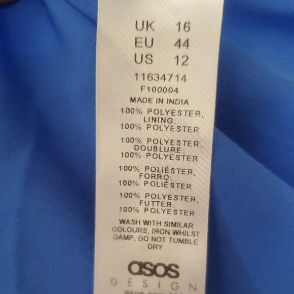 ASOS DESIGN Blue Floral Print Ruffle Maxi Dress Size 12 - Picture 12 of 14